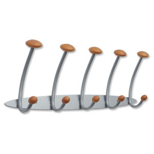 Woody Wall Coat Rack with 5 Pegs 5 Hooks