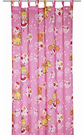 Albani Nursery tab top curtain, Unicorn, pink with princess and unicorn print, 175 x 135 cm, 269000
