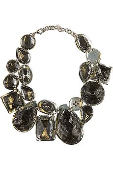 Alberta Ferretti Black lace crystal necklace
