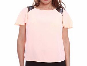 Aldora Peach sheer detail blouse