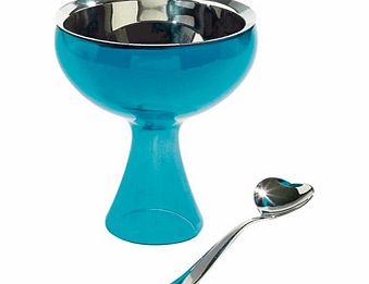Alessi Big Love Ice Cream Bowl and Spoon Blue Ice