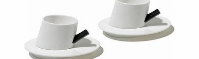 Alessi Presto Mocha Cups and Saucers Set of 2 Cups and