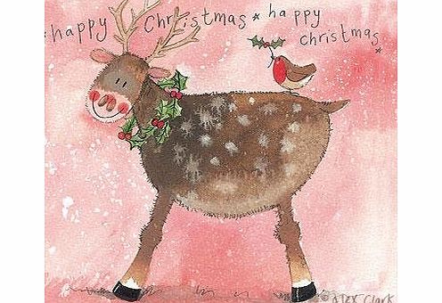 Alex Clark Charity Christmas Cards Reindeer Pack of 5   1 Free Alex Clark Card with every order
