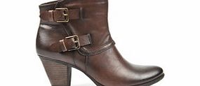 Brown chunky heel ankle boots