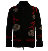 Black Chunky Full Zip Sweater