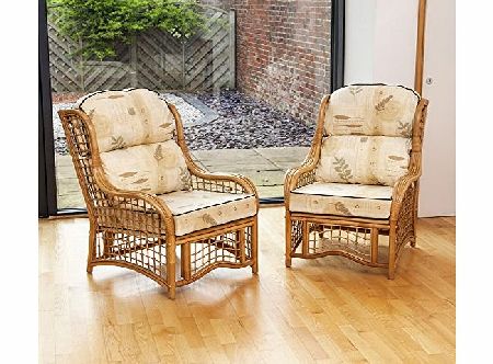 Alfresia Conservatory Bali Cane Honey Chair With Cushion 2 Pack - Tahoe Biscuit