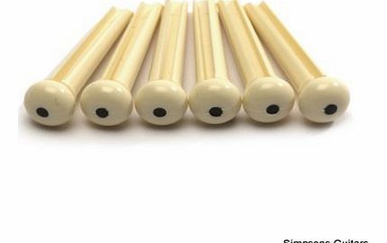 Alice 6 x BRIDGE PINS for ACOUSTIC GUITAR - cream with black dot