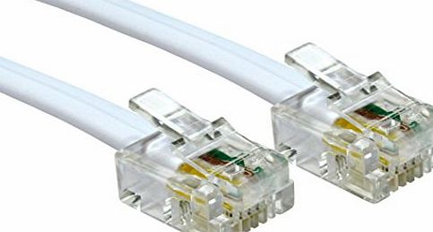 10m ADSL Cable - Premium Quality / Gold Plated Contact Pins / High Speed Internet Broadband / Router or Modem to RJ11 Phone Socket or Microfilter / White
