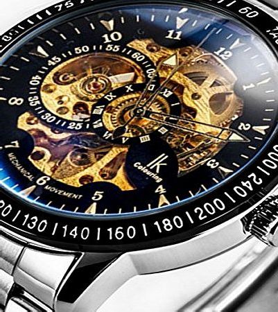 Alienwork IK Automatic Watch Self-winding Skeleton Mechanical Stainless Steel black silver 98226-11