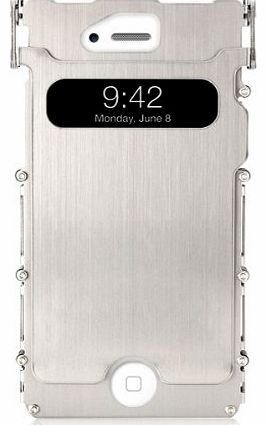 Alienwork Metal Gear Case for iPhone 4S;iPhone 4 Stand Case Stainless Steel silver AP432A-02