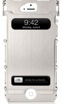 Alienwork Metal Gear Case for iPhone 5;iPhone 5S Stand Case Stainless Steel silver AP513-02