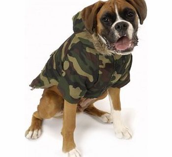 Designer Luxury Pucci Parka Dog Coat - Removable Hood amp; Arms to make Bodywarmer (LARGE, Camouflage)