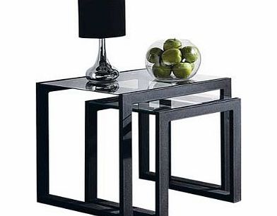All for you home Camden Nest of Tables - Clear Glass and Black Met