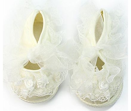 AllBeauty Princess Non-Slip Newborn Baby Toddler Girl Beautiful Lace Shoes 0-3 Month - White
