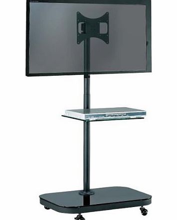 Allcam FS940 LED/LCD TV Trolley Floor Stand w/ Mounting Bracket amp; Glass Shelf