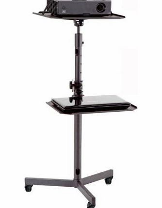 Allcam PFS066 Projector Trolley Floor Stand Height Adjustable w/ Removable Tray for Laptop, DVD Player, Blu-ray Players