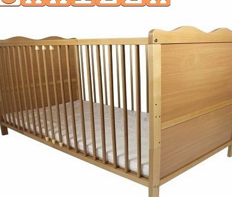Allhere NEW BABY CHILD CLASSIC WOOD COT BED amp; ECO FOAM COTBED MATTRESS NURSERY FURNITURE (70 x 140, Camilla)