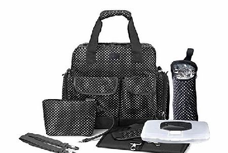 Allis New ALLIS 7PCS Baby Changing Bag Backpacks Nappy bag - Black