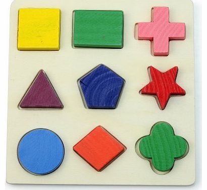 AllLife Newest Lovely Wooden 9 Shape Plate Colorful Building Blocks Baby Educational Toy