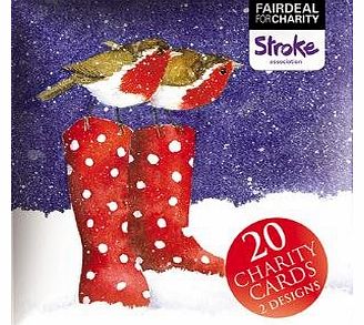Almanac Charity Christmas Cards (ALM8103) In Aid Of Stroke Association - Spot Of Snow / Robins On- Box Of 20
