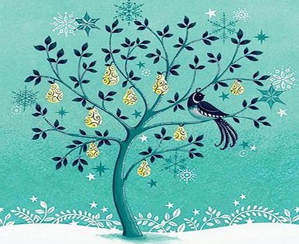 Almanac Gallery Charity Christmas Cards (ALM8184) In Aid Of Guide Dogs for the Blind Association - Partridge In A Pretty Pear Tree - Pack Of 8 Cards