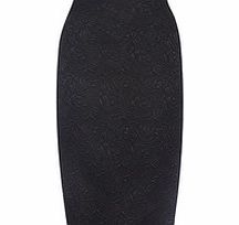 Black cotton blend patterned skirt