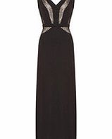 Black lace panel maxi dress