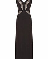 Black lace panel maxi dress