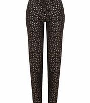 Almost Famous Black metallic flower trousers