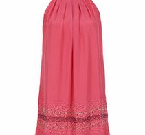 Pink bead-embellished sleeveless dress