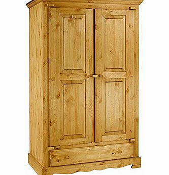Alpes Developpement Farmer Solid Pine 2 Door 1 Drawer Double Wardrobe
