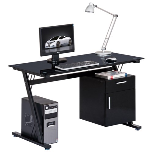 Alphason Designs Ltd Alphason Designs Montana Black Glass Computer Desk