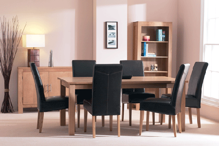 alpine Oak 5ft Dining Table and 4 or 6 Leather