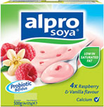 Alpro Soya Yofu Raspberry and Vanilla Flavour Yogurt (4x125g)