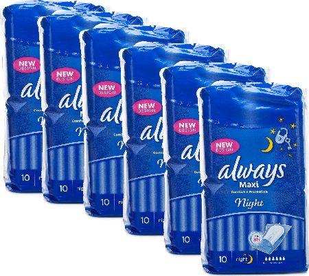Always, 2102[^]0073332 Maxi Night Towels - 6 Pack