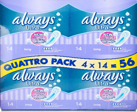 Always Ultra Quattro Long Pads 4 x 14 Pack