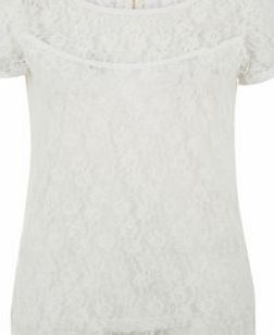 Amalie and Amber Cream Lace Roll Sleeve T-Shirt