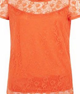 Amalie and Amber Orange Lace T-Shirt 3472995