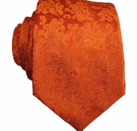 Amanda Christensen Orange Satin Paisley Silk Tie by
