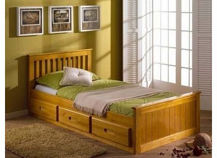 Solid Pine 30 Single Captain Cabin Bed with 3 Drawer Storage