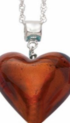 Amanti Venezia Genuine Murano 20mm Copper Heart with Sterling Silver Chain of Length 45.0cm
