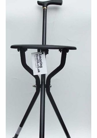Amazing Health Lightweight 3 legged Walking Seat Stick - Three legged stick with stool