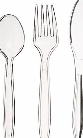 AmazonBasics Combo Plastic Cutlery 150 Set (50 forks, 50 spoons, 50 knives)
