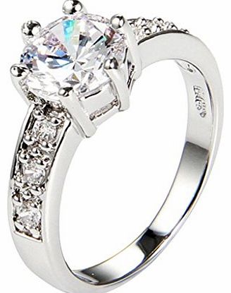 AmDxD  Jewelry 18k White Gold Plated Womens Fashion Figure Rings Shinning Classic Crown White L 1/2