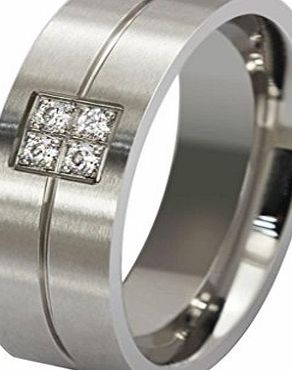 AmDxD  Jewelry Titanium Staineless Steel Mens Fashion Ring Inlaid Shining Cubic Zirconia Promise Light Gray UK Size P 1/2