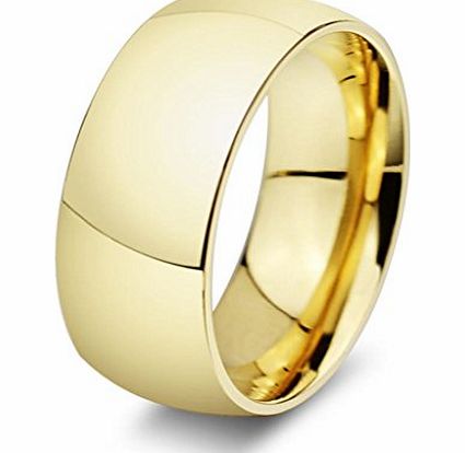 AmDxD  Jewelry Titanium Stainless Steel Plated 18K Gold Mens Fashion Rings Polished Golden 8MM UK T 1/2