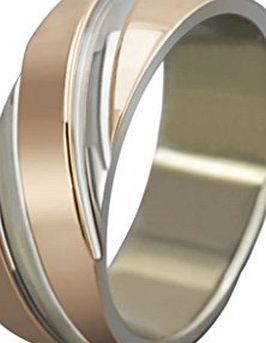 AmDxD  Jewelry Titanium Stainless Steel Plating Rose Gold Womens Fashion Finger Ring Wedding Bands Width 6MM UK Size T 1/2