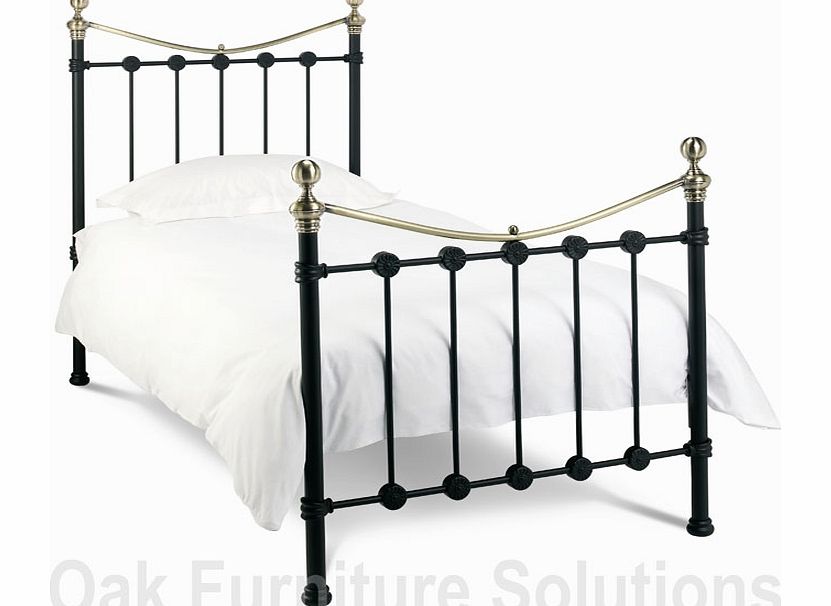 Amelie Matt Black/Antique Brass Bedstead - 90cm