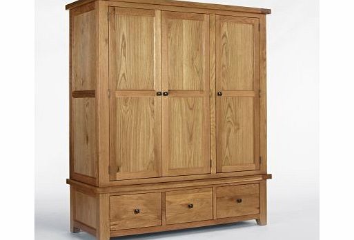 Ametis Devon Oak Triple Wardrobe with Drawers