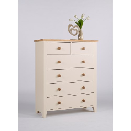 Ametis Dove 2 Over 4 Drawer Chest In Ivory and Ash